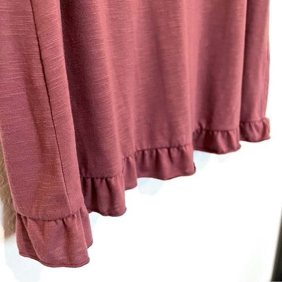 Soft Surroundings Mauve Scoop Neck Ruffle Trim Hook Eye Closure Blouse Size XL - Picture 5 of 7